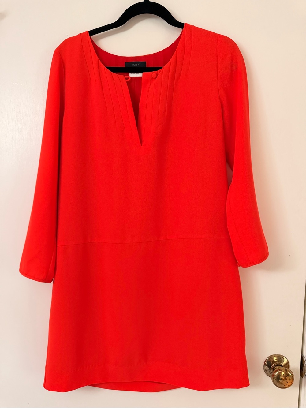 J. Crew Orange Split-Neck Shift Dress - Sample